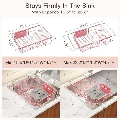 MAJALiS Pink Dish Drying Rack Over The Sink - Image 3