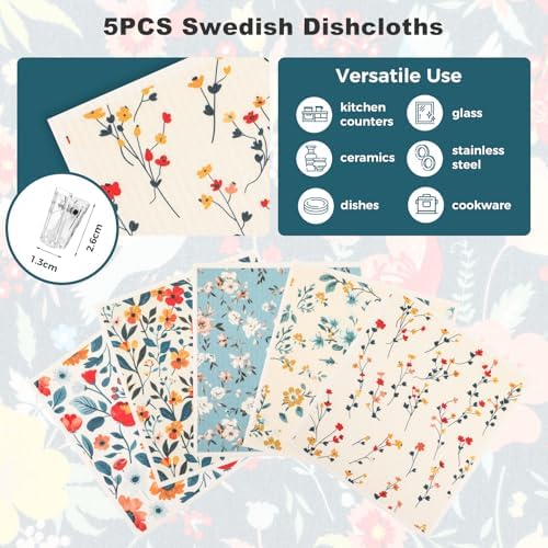 wlich 5 Pack Swedish Dishcloths, Reusable Kitchen Towels - Image 6