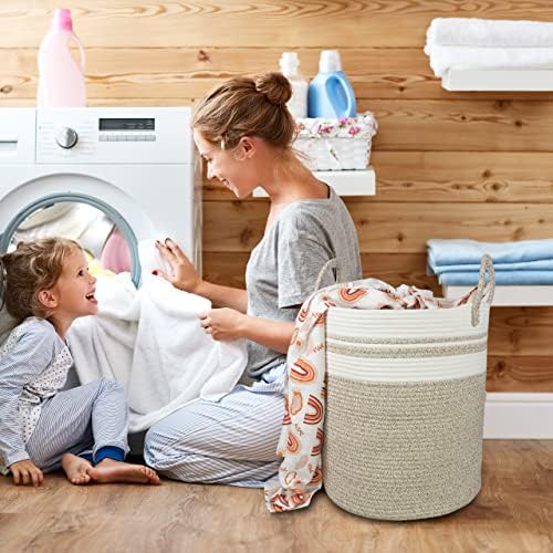 XUANGUO Cotton Rope Laundry Basket Hamper - Image 4