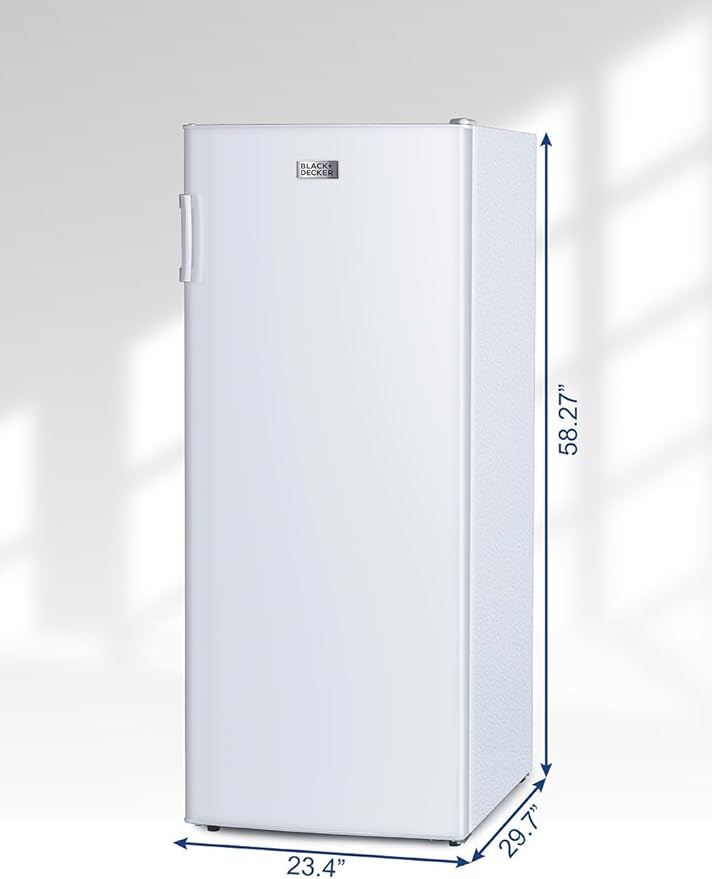 BLACK+DECKER 10 Cu. Ft. Upright Freezer, Stand Up Freezer with Mechanical Temperature Control, Freezer Upright with 3 Shelves and 4 Door Bins, Manual Defrost, R600a Refrigerant, BUF1000LW, White
