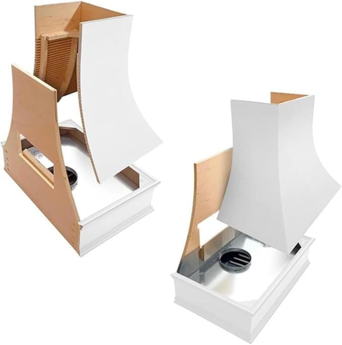 Curved Range Hood (31.5" W x 36" H) – Handcrafted in the USA – Premium Cabinet-Grade Plywood & White Maple Veneer – Seamless Fit with TradeWinds Ventilation Units – High-End Kitchen Focal Point