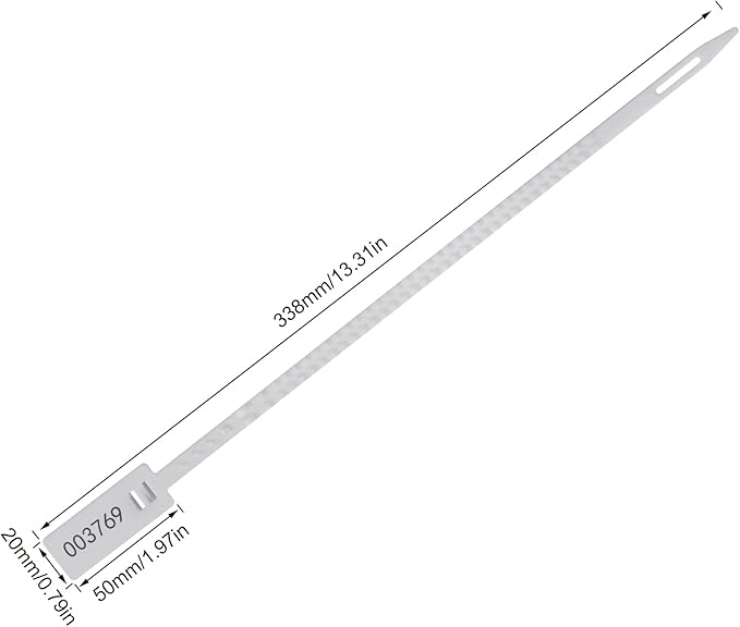 Heavy Duty Plastic Security Seals Self Locking Tamper Evident Shipping Seals Numbered Security Tags 500 PCS (White, 337 mm, 13.2")