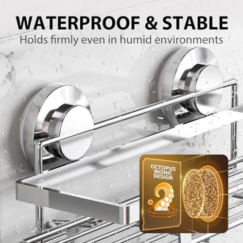 LEVERLOC Shower Caddy Suction Cup 2 Pack, Shower Shelf - Image 3