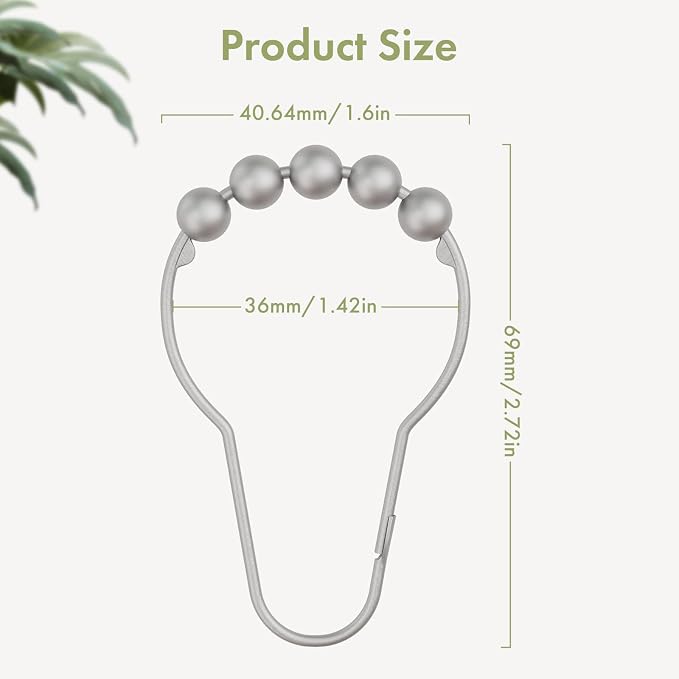 Shower Curtain Hooks, Decorative Shower Curtain Hooks Rust Proof Stainless - Image 3