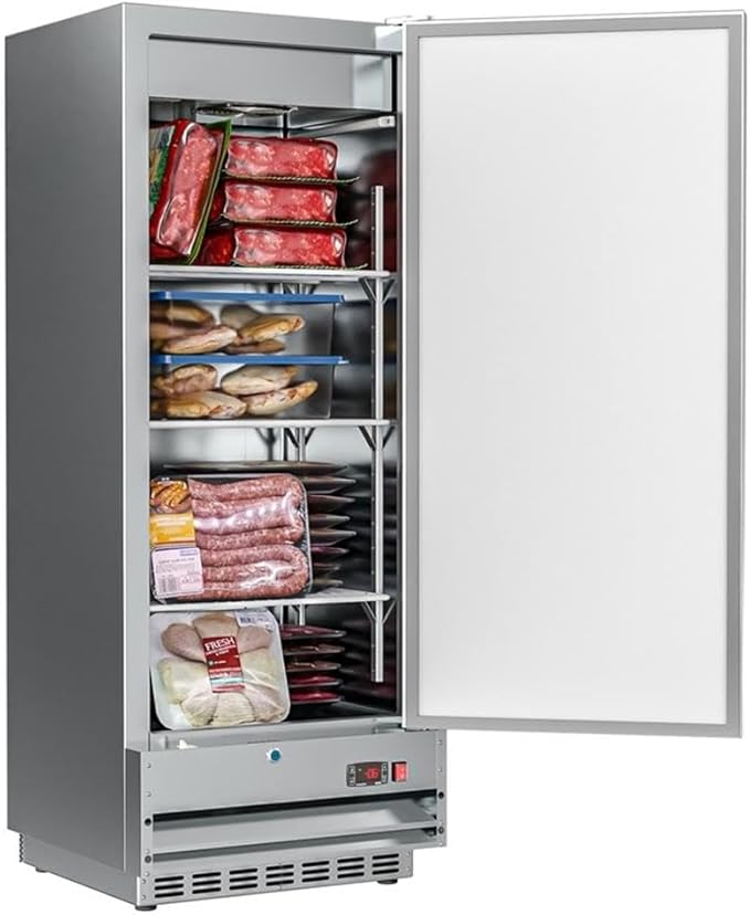 Pemberly Row 25 in. Commercial Stainless Steel 1-Door Reach-in Freezer in Silver