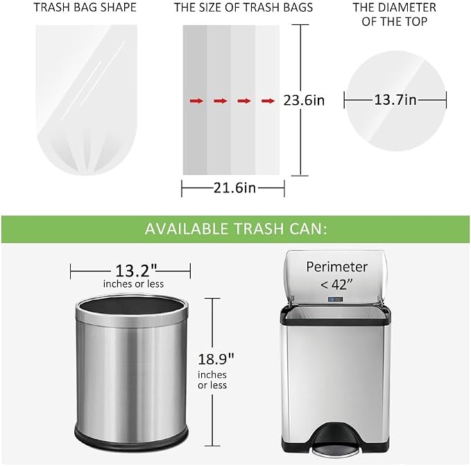6 Gallon Small Clear Trash Bags by RayPard, 6 Gallon Bucket Liner - Image 2