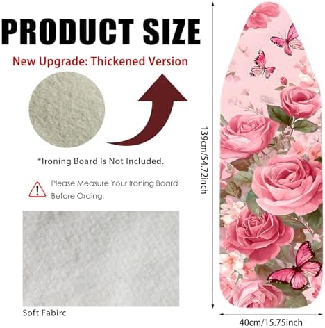 Nuxovilar Rose Butterfly Cotton Ironing Board Cover 15x54 Fabric - Image 3