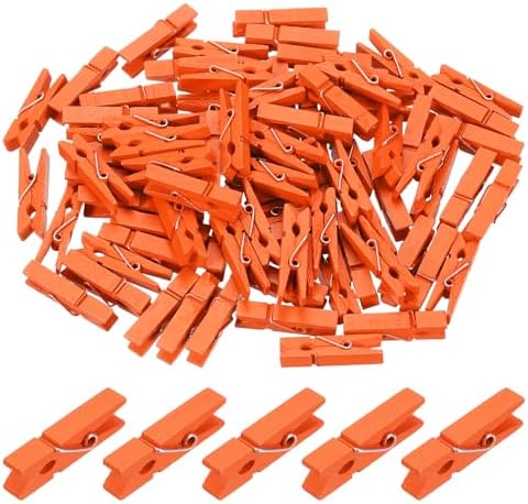 uxcell 100 Pcs Wooden Clothespins, 1.4 Inch Clothes Pins Wooden Colored Small by uxcell
