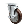 Service Caster Brand Replacement Caster for Uline Caster H-5540SWB - Swivel Top Plate Caster with 5 Inch Maroon Polyurethane Wheel and Top Lock Brake - Fits Carts, Dollies and Poly Box Trucks H-3840