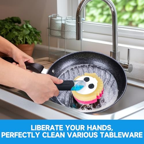 Smile Sponge Dish Wand Holder for Round Smiley Face Sponge Soap Dispensing - Image 4