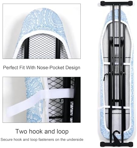 Blue Ironing Board Cover and Pad 15x54 Inch, 100% Cotton Surface Heavy Duty - Image 3