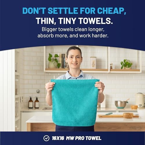 MW Pro Microfiber Cleaning Cloth | Coral, Plum | 12 Pack | 16” x 16” | All - Image 3