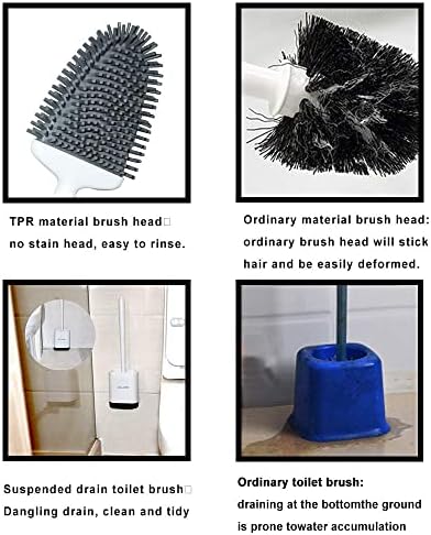 Sellemer Silicone Toilet Brush, Ventilation Slots Holder 2 Pack Pearl White - Image 5