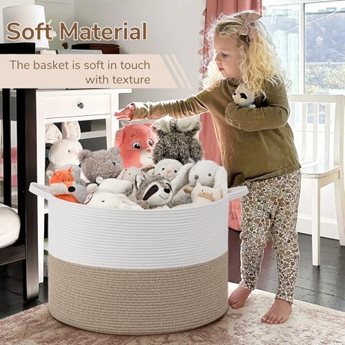 INDRESSME 115L Extra Large Woven Rope Blanket Basket Living Room LightBrown - Image 6