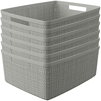 Curver Set of 6 Medium 12L Jute Decorative Plastic Organization and Storage by Unknown