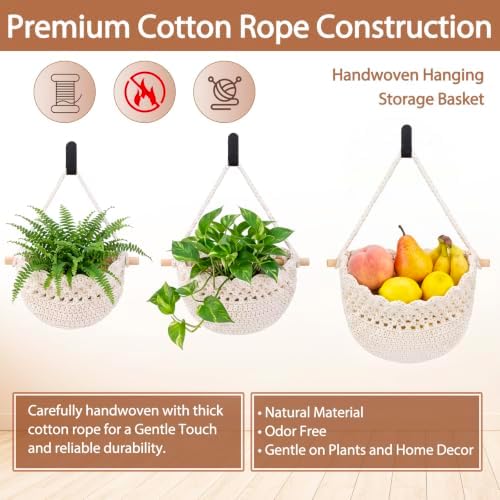 Honeydak 3 Hanging Baskets, Cotton Rope - Image 3