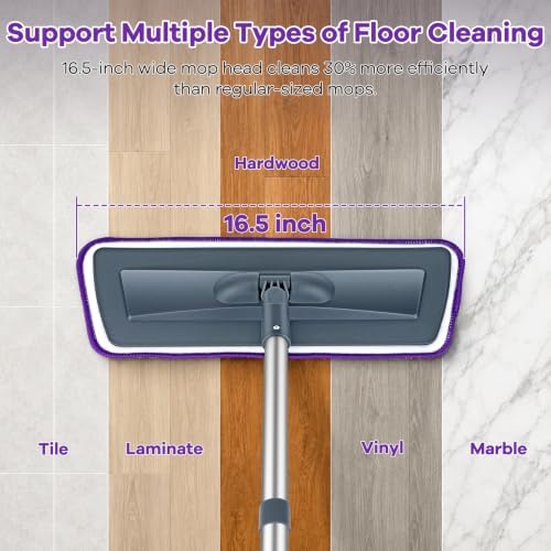 Microfiber Flat Mop for Hardwood Floor Cleaning, Dry Wet Dust Mops - Image 5