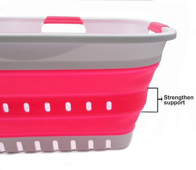 SAMMART 30L Collapsible 3 Handled Plastic Laundry Basket - Image 4