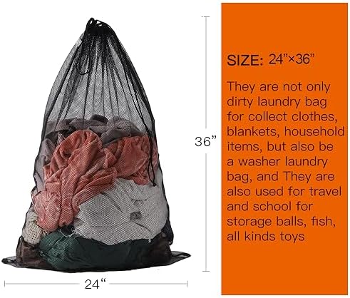 Large Mesh Laundry Bag for Travel, Drawstring Bag for Camp - Image 2