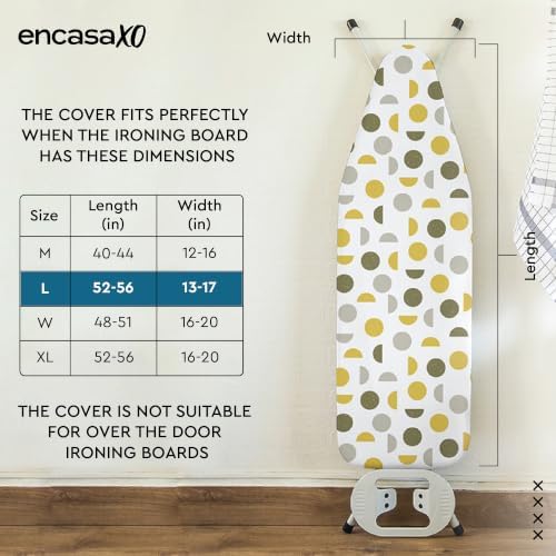 Encasa XO Ironing Board Cover and Pad, Thick Felt 54"x15" - Image 2