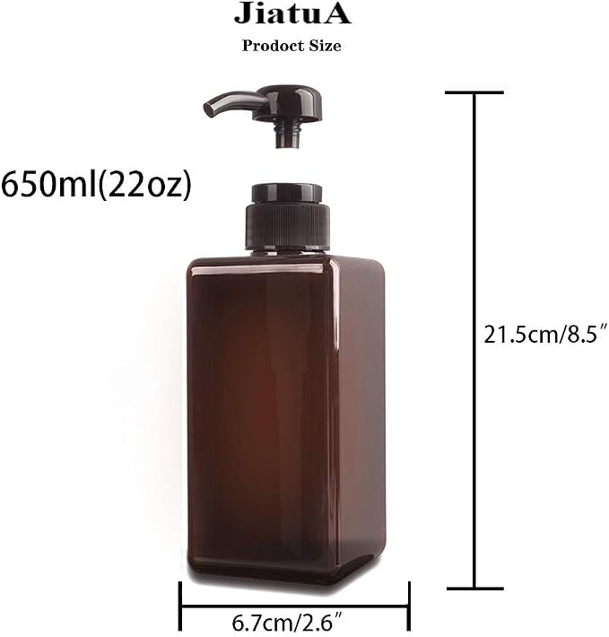 Plastic Pump Bottle Refillable Lotion Soap Dispenser 22oz Amber 2 Pack | Sturdy - Image 6