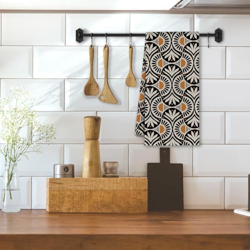 Abstract Boho Floral Kitchen Towels, Mid Century Modern Flower Dish Tea Towels - Image 2