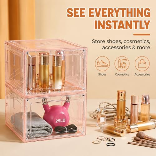 Translucent Pink Shoe Storage Boxes, 2026 2nd Gen Thickened Hard Plastic - Image 6