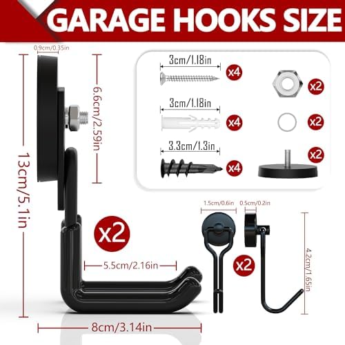 3-H Heavy Duty Magnetic Hooks, Large Magnet Hooks, 2 Pack Black - Image 2