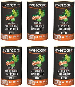 Evercare Pack of 6 Gain Scented All-Purpose Lint Roller Refill Rolls, 60 Sheets by Evercare