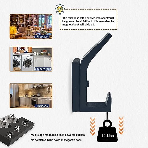 TSUYA 4 Pack Heavy Duty Magnetic Double Hooks Home Cruise Closet Organizer - Image 4