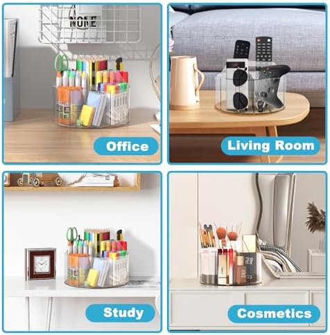 360 Degree Acrylic Desk Organizer Clear Pen Holder - Image 6
