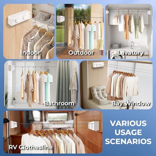 Retractable Clothesline Indoor Outside Heavy-Duty, Upgrade 304 Double Stainless - Image 3