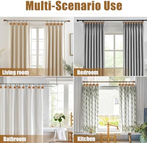 Shower Curtain Hooks, Wood Decorative Shower Curtain Rings, Modern Round Log - Image 6