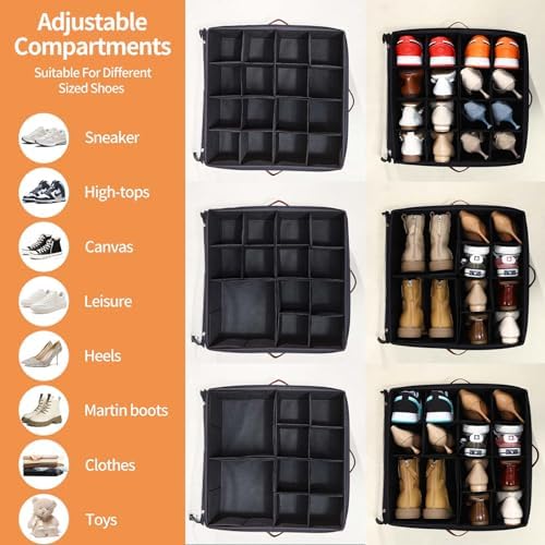 INSTY 2 Pack Shoe Organizer for Closet, Fits up to 32 Pairs, Adjustable - Image 3