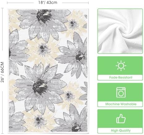 Artoid Mode Silver Floral Leaves Boho Kitchen Towels Dish Towels, 18x26 Inch - Image 6