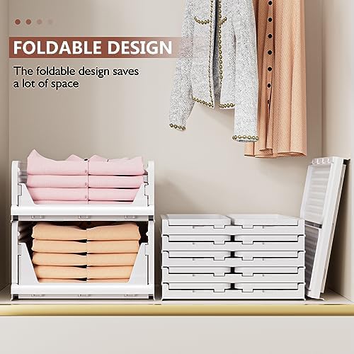 4 Pack Folding Closet Organizers Storage Box, Stackable Storage Bins, Plastic - Image 6