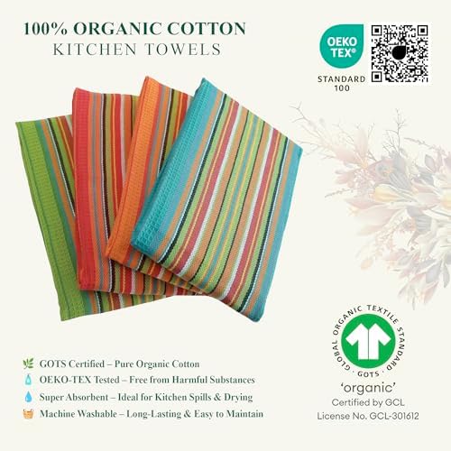 DG Collections Salsa Stripe Kitchen Dish Towels, 100% Cotton, Highly Absorbent - Image 2