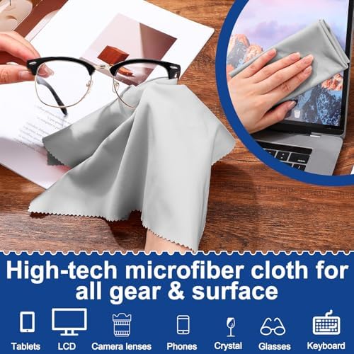 Frienda 12 Pack Large Glass Cleaning Cloth, Light Gray - Image 4