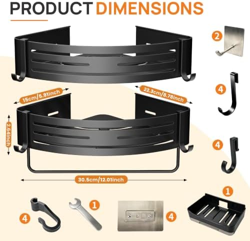 Black Adhesive Triangle Shower Caddy - Image 2