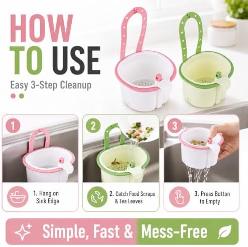 2 Pack Cactus Kitchen Sink Strainer Basket, Hanging Sink Drain Basket - Image 3