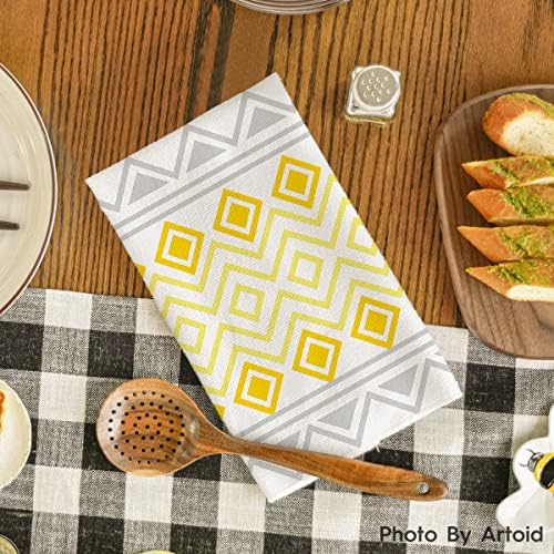 Artoid Mode Yellow Stripes Home Sweet Home Boho Summer Kitchen Towels Dish - Image 3