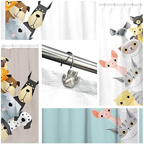 Sunlit Fashion Design Cute Paw Print Polished Shower Curtain Hooks - Image 5