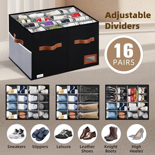 Supowin Large Shoe Organizer for Closet, Foldable Shoe Storage Bin - Image 4