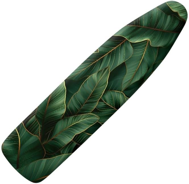 Green Banana Leaves Steam Ironing Board Cover Tropical Plant Leaves Stain by Daulesho