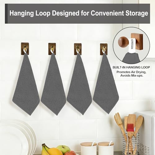 Microfiber Cleaning Cloth, 12 Pack Grey Cleaning Rags, Reusable Microfiber - Image 3