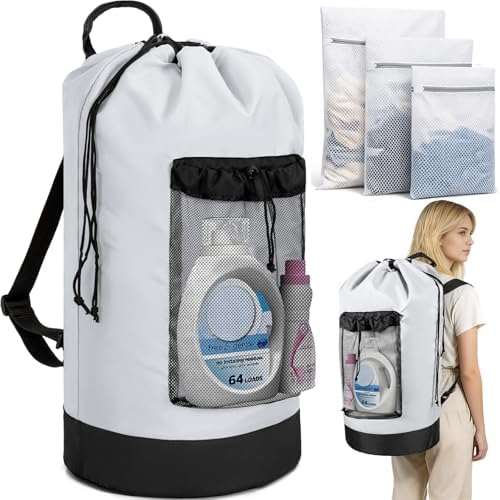 150L Laundry Bag Backpack with 3 Sizes Mesh Wash Bags and Shoulder Straps by WELIDAY