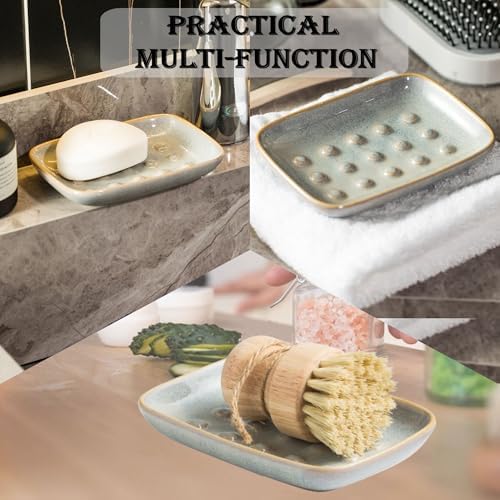 Soap Dish for Shower, Ceramic Soap Dish for Large Soap Bars, Non-Slip Soap - Image 4
