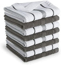 KitchenAid Albany Dishcloth 8 Pack Set, Charcoal Grey/White by KitchenAid
