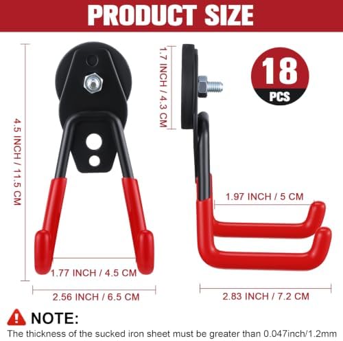 Landhoow 18 Pcs Large Magnetic Hooks Heavy Duty Garage Magnet Hooks Strong - Image 2