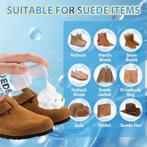 Yeardera Suede Cleaner Kit, 6.76oz No-Rinse Suede and Nubuck Shoe Cleaner - Image 4